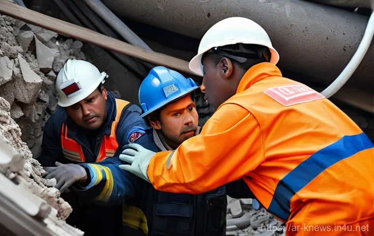 삼풍백화점 붕괴 사고 - **Prompt:** "A wide, cinematic aerial view of an urban landscape immediately following a major build...